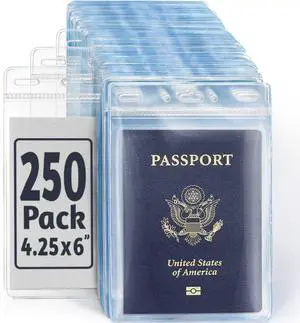 Passport, ID Card, Name Badge Holders - 4x6, 250 PK, Vertical Zipperless clear plastic identification card holders with soft edge, quick loading, pre-punched holes for all lanyard clips Passport, ID Card, Name Badge Holders - 4x6, 250 PK, Vertical Zipperless clear plastic identification card holders with soft edge, quick loading, pre-punched holes for all lanyard clips