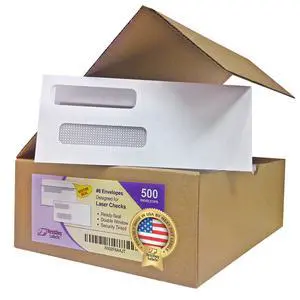 #8 Double Window Check Envelopes, Made in USA, 500 Pack Ready-Sealing Security Tinted Envelopes for QuickBooks, Sage 100, Blackbaud Checks, Quicken and other software #8 Double Window Check Envelopes, Made in USA, 500 Pack Ready-Sealing Security Tinted Envelopes for QuickBooks, Sage 100, Blackbaud Checks, Quicken and other software