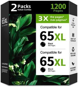 65XL Black Ink Cartridge Replacement for HP 65 XL HP65XL HP65 2 Pack for Envy 5055 5052 5010 5070 5014 DeskJet 3755 2655 3720 3722 3723 3752 3758 2652 2624 2640 5000 3700 3772 2600 2622 Printer 65XL Black Ink Cartridge Replacement for HP 65 XL HP65XL HP65 2 Pack for Envy 5055 5052 5010 5070 5014 DeskJet 3755 2655 3720 3722 3723 3752 3758 2652 2624 2640 5000 3700 3772 2600 2622 Printer