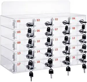 20 Slot Cell Phone Storage Box, Acrylic Clear Cell Phone Storage Cabinet Wall Mounted with Door, Locks and Keys for Office School Factory 20 Slot Cell Phone Storage Box, Acrylic Clear Cell Phone Storage Cabinet Wall Mounted with Door, Locks and Keys for Office School Factory