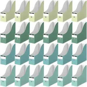 24 Pcs Magazine Files Cardboard Holders,Classic,Green Collection File Organizer Foldable Paper Storage for Desk, Vertical Holder with Label, Kraft Office Classroom Bins, Document Organizing 24 Pcs Magazine Files Cardboard Holders,Classic,Green Collection File Organizer Foldable Paper Storage for Desk, Vertical Holder with Label, Kraft Office Classroom Bins, Document Organizing