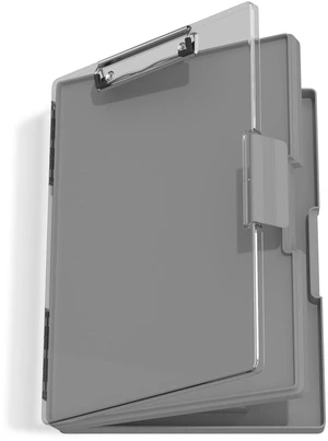 Clipboard with Storage, Grey 8.5 x 11 Clip Board, Dual Compartmen Folder Nursing Side Opening, Heavy Duty Organization Box, Smooth Writing for Teachers, Classroom, Size 13.3 x 9.4 x 1.5 in Clipboard with Storage, Grey 8.5 x 11 Clip Board, Dual Compartmen Folder Nursing Side Opening, Heavy Duty Organization Box, Smooth Writing for Teachers, Classroom, Size 13.3 x 9.4 x 1.5 in