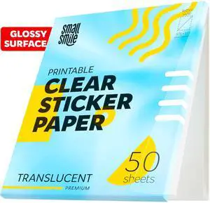 95% Clear Sticker Paper for Inkjet Printer and Laser 50 Sheets, 8.5x11 Transparent Sticker Paper, Printable Vinyl, Waterproof Clear Labels for DIY Stickers & Decals 95% Clear Sticker Paper for Inkjet Printer and Laser 50 Sheets, 8.5x11 Transparent Sticker Paper, Printable Vinyl, Waterproof Clear Labels for DIY Stickers & Decals