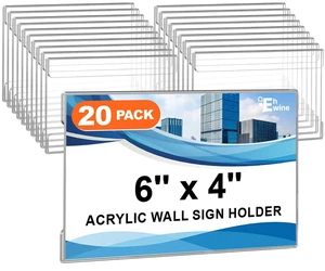 20 Pack 6x4 Wall Mount Acrylic Sign Holder, Horizontal Wall Signs Photo Menu Flyer Display Holders, Plastic Clear Acrylic Frames for Office Home Hotel Business Store (with Adhesive Tape) 20 Pack 6x4 Wall Mount Acrylic Sign Holder, Horizontal Wall Signs Photo Menu Flyer Display Holders, Plastic Clear Acrylic Frames for Office Home Hotel Business Store (with Adhesive Tape)
