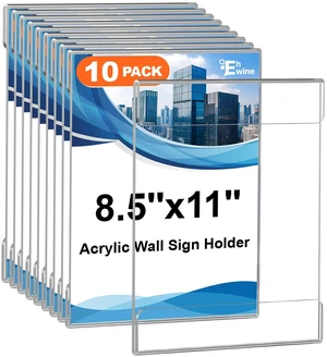 Acrylic Sign Holder 8.5 x 11 Wall Mount, 10 Pack Clear Flyer Holders Easy-to-Use Sturdy Clear Acrylic Display with Adhesive Mount and Quick Paper Changes for Offices, Stores and Restaurants Acrylic Sign Holder 8.5 x 11 Wall Mount, 10 Pack Clear Flyer Holders Easy-to-Use Sturdy Clear Acrylic Display with Adhesive Mount and Quick Paper Changes for Offices, Stores and Restaurants