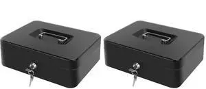 Cash Box with Money Tray - Large Money Box with Lock, Metal Safe Box for Money 9.84" x 7.87" x 3.54" Black (Pack of 2) Cash Box with Money Tray - Large Money Box with Lock, Metal Safe Box for Money 9.84" x 7.87" x 3.54" Black (Pack of 2)