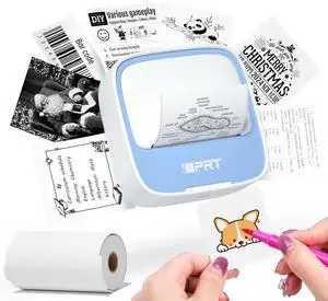 Sticker Printer, Portable Sticker Maker Machine, Mini Inkless Bluetooth Thermal Printer for iPhone & Android, Pocket Printer for Labels, Barcodes, DIY Journaling, Kids Gift, Blue Sticker Printer, Portable Sticker Maker Machine, Mini Inkless Bluetooth Thermal Printer for iPhone & Android, Pocket Printer for Labels, Barcodes, DIY Journaling, Kids Gift, Blue