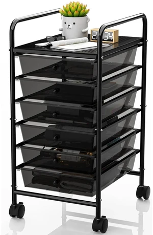 Rolling Storage Cart with Drawers 6-Tier Office Transparent Black Utility Cart with 6 Drawers & 2 Lockable Caster Wheels, Multipurpose Mobile Drawer Cart for School Bathroom Kitchen Rolling Storage Cart with Drawers 6-Tier Office Transparent Black Utility Cart with 6 Drawers & 2 Lockable Caster Wheels, Multipurpose Mobile Drawer Cart for School Bathroom Kitchen