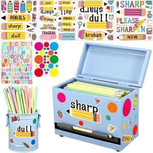 8 Pcs Pencil Dispenser for Classroom Stainless Steel, Light Blue Sharp Dull Pencil Holder Classroom, Letter Stickers, Metal Desk Organizer, Back to School Teacher Supplies, Pencil Parking 8 Pcs Pencil Dispenser for Classroom Stainless Steel, Light Blue Sharp Dull Pencil Holder Classroom, Letter Stickers, Metal Desk Organizer, Back to School Teacher Supplies, Pencil Parking