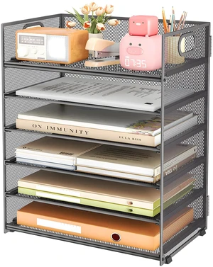 6 Tier Paper Organizer with Handle,Construction Teacher Desk Decor,Gray Mesh Desk Letter Paper File Folder Accessories Sorter Organizer,Stackable Slide Tray for Office,Home or School 6 Tier Paper Organizer with Handle,Construction Teacher Desk Decor,Gray Mesh Desk Letter Paper File Folder Accessories Sorter Organizer,Stackable Slide Tray for Office,Home or School