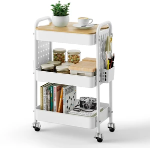 3 Tier Rolling Cart with Table top, Metal Utility Cart with DIY Pegboard Sturdy Storage Organizer Cart with Locking Wheels,Hooks& Cups for Office, Classroom, Kitchen and Bathroom, White 3 Tier Rolling Cart with Table top, Metal Utility Cart with DIY Pegboard Sturdy Storage Organizer Cart with Locking Wheels,Hooks& Cups for Office, Classroom, Kitchen and Bathroom, White