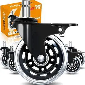 Office Chair Wheels for Casters Replacement - 3" Rubber Wheels for Computer Gaming Desk Caster Smooth & Safe Rolling for All Floors Hardwood and Carpet - Set of 5 - Clear Office Chair Wheels for Casters Replacement - 3" Rubber Wheels for Computer Gaming Desk Caster Smooth & Safe Rolling for All Floors Hardwood and Carpet - Set of 5 - Clear