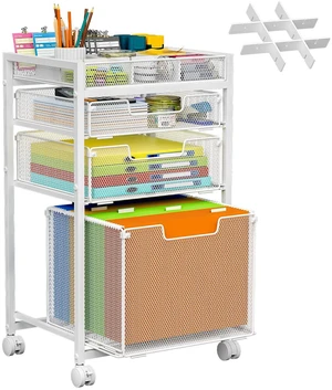 Rolling File Cart with 3 Storage Drawers, Under Desk Organizer with DIY Divider, Moblie Filing Cabinet on Wheels, Fits A4/Letter Size, Metal Utility Cart for Home Office, White Rolling File Cart with 3 Storage Drawers, Under Desk Organizer with DIY Divider, Moblie Filing Cabinet on Wheels, Fits A4/Letter Size, Metal Utility Cart for Home Office, White