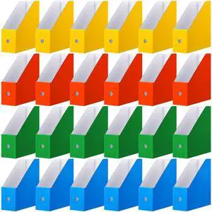 24 Pcs Magazine Files Cardboard Holders,Classic,Colorful File Organizer Foldable Paper Storage for Desk, Vertical Holder with Label, Kraft Office Classroom Bins, Document Organizing 24 Pcs Magazine Files Cardboard Holders,Classic,Colorful File Organizer Foldable Paper Storage for Desk, Vertical Holder with Label, Kraft Office Classroom Bins, Document Organizing