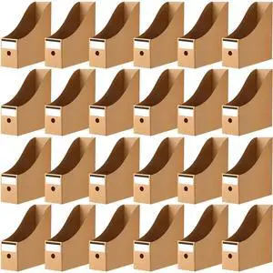 24 Pcs Magazine Files Cardboard Holders,Classic,Brown File Organizer Foldable Paper Storage for Desk, Vertical Holder with Label, Kraft Office Classroom Bins, Document Organizing 24 Pcs Magazine Files Cardboard Holders,Classic,Brown File Organizer Foldable Paper Storage for Desk, Vertical Holder with Label, Kraft Office Classroom Bins, Document Organizing