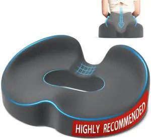 Memory Foam Donut Pillow Seat Cushion with Raised Rear, Grey 7.5-Inch U-Shaped Opening Helps Reduce Tailbone Pressure; Washable Mesh Cover And Non-Slip Base Fit Office And Car Seats Memory Foam Donut Pillow Seat Cushion with Raised Rear, Grey 7.5-Inch U-Shaped Opening Helps Reduce Tailbone Pressure; Washable Mesh Cover And Non-Slip Base Fit Office And Car Seats