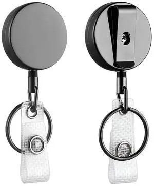 2 Pack Retractable Keychain - Metal Badge Reel - Glossy Black ID Badge Holder Reel with Metal Casing with 27.5"UHMWPE Fiber Pull Cord for Durability and Easy Access - Holds up to 8 Keys 2 Pack Retractable Keychain - Metal Badge Reel - Glossy Black ID Badge Holder Reel with Metal Casing with 27.5"UHMWPE Fiber Pull Cord for Durability and Easy Access - Holds up to 8 Keys