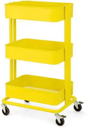 3 Tier Rolling Cart Metal Heavy Duty Utility Cart with Silent Caster Lockable Wheel Multi-Functional Organization Carts Storage Trolley with Mesh Shelves for Office Kitchen Living Room Yellow 3 Tier Rolling Cart Metal Heavy Duty Utility Cart with Silent Caster Lockable Wheel Multi-Functional Organization Carts Storage Trolley with Mesh Shelves for Office Kitchen Living Room Yellow