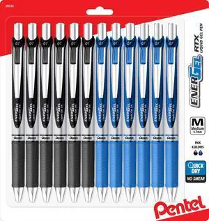 Energel 0.7 mm Rtx Retractable, 6 Black & 6 Blue Ink Pens Metal Tip, Medium Point Energel Liquid Gel Ink Pens 0.7 mm. Pack of 12 Energel 0.7 mm Rtx Retractable, 6 Black & 6 Blue Ink Pens Metal Tip, Medium Point Energel Liquid Gel Ink Pens 0.7 mm. Pack of 12