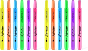 Retractable Highlighters Assorted Colors: Chisel Tip Click Aesthetic Highlighter Marker Pens Pack Multi Colored Ink No Bleed Smear for Highlighting Journaling (6ct Neon) (Pack of 2) Retractable Highlighters Assorted Colors: Chisel Tip Click Aesthetic Highlighter Marker Pens Pack Multi Colored Ink No Bleed Smear for Highlighting Journaling (6ct Neon) (Pack of 2)