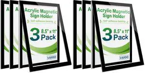 8.5" x 11" Acrylic Sign Holder Wall Mount, Self Adhesive Magnetic Display Frame with Nano Tape and Strong Magnetic Frames for Wall, Door, Glass, Home, Store, Office (Black, 3Pack) (Pack of 2) 8.5" x 11" Acrylic Sign Holder Wall Mount, Self Adhesive Magnetic Display Frame with Nano Tape and Strong Magnetic Frames for Wall, Door, Glass, Home, Store, Office (Black, 3Pack) (Pack of 2)