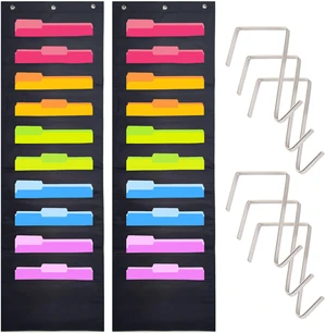 Heavy Duty Storage Pocket Chart for Classroom, 10 Pocket Storage Organizer with 6 Over-Door Hangers, Hanging Wall Organizer for File Folders, School Mailbox, Home Office Papers - Black Heavy Duty Storage Pocket Chart for Classroom, 10 Pocket Storage Organizer with 6 Over-Door Hangers, Hanging Wall Organizer for File Folders, School Mailbox, Home Office Papers - Black