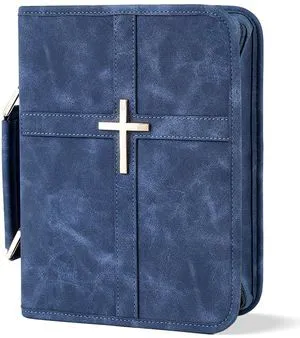 Vegan Leather Bible Cover Case, Bible Bag with Phone Pocket, Bible Case for Men Women, Christian Gift Box Packaging (Indigo) Vegan Leather Bible Cover Case, Bible Bag with Phone Pocket, Bible Case for Men Women, Christian Gift Box Packaging (Indigo)