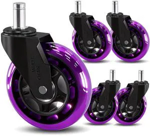 Office Chair Caster Wheels Replacement 3 Inch Roller Blade, Set of 5 Purple Heavy Duty Quiet No Scratch Rubber Gaming Chair Wheel for Hardwood Floor Carpet, 11mm Universal Fit/Not Fit 1KEA Office Chair Caster Wheels Replacement 3 Inch Roller Blade, Set of 5 Purple Heavy Duty Quiet No Scratch Rubber Gaming Chair Wheel for Hardwood Floor Carpet, 11mm Universal Fit/Not Fit 1KEA