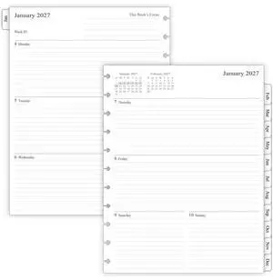 2027 Weekly Planner Refills for 11-Discbound Notebooks, Monthly Tabs, 11-Disc Punches, Letter Size, 8-1/2" x 11" 2027 Weekly Planner Refills for 11-Discbound Notebooks, Monthly Tabs, 11-Disc Punches, Letter Size, 8-1/2" x 11"