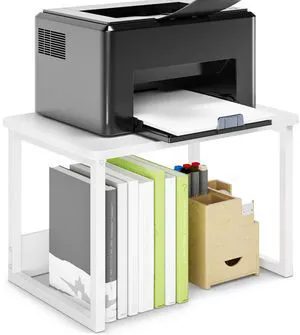 Printer Stand for Desk, Desktop Shelf Printer Riser for Home Office Desktop Printer Stand, 17.1"x12.4", Printer Shelf, Small Printer Table for Fax Machine Copier Scanner, Desk Organizer, White Printer Stand for Desk, Desktop Shelf Printer Riser for Home Office Desktop Printer Stand, 17.1"x12.4", Printer Shelf, Small Printer Table for Fax Machine Copier Scanner, Desk Organizer, White