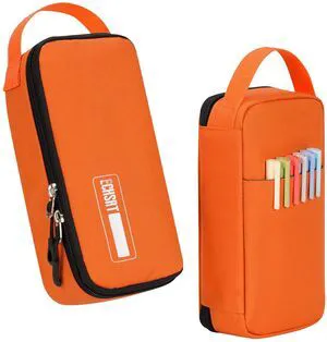 Large Capacity Pencil Case with Hidden Pocket, 1200D Oxford Fabric Zipper Pencil Pouch with Handle, Multi-Pocket Stationery Organizer for Office, College, Travel and Daily Carry, Orange Large Capacity Pencil Case with Hidden Pocket, 1200D Oxford Fabric Zipper Pencil Pouch with Handle, Multi-Pocket Stationery Organizer for Office, College, Travel and Daily Carry, Orange