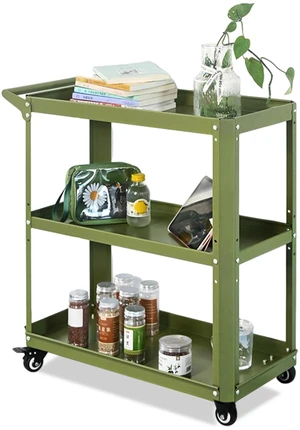 3 Tier Metal Utility Rolling Cart with Wheels, Green Heavy Duty Storage Organizer, 330Lbs Capacity, Multi-Purpose, For Kitchen, Bathroom, Office, Bedroom 3 Tier Metal Utility Rolling Cart with Wheels, Green Heavy Duty Storage Organizer, 330Lbs Capacity, Multi-Purpose, For Kitchen, Bathroom, Office, Bedroom