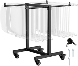 Folding Chair Rack, 200 LBS Capacity, T-Shape Chair Cart for 14 Chairs, Heavy-Duty Metal Chair Storage Dolly with Rubber Wheels, Multi-Function Chair Holder for Party Event,Hotel, Matte Black Folding Chair Rack, 200 LBS Capacity, T-Shape Chair Cart for 14 Chairs, Heavy-Duty Metal Chair Storage Dolly with Rubber Wheels, Multi-Function Chair Holder for Party Event,Hotel, Matte Black