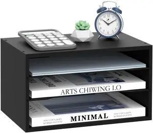 3 Tier Wood Desk Organizer, Mail Sorter and Paper Organizer for Desk, Black Wooden Desktop Organizer for Sorting Papers, Letters and Mails, Literature Organizer for Home Office, Classroom Organization 3 Tier Wood Desk Organizer, Mail Sorter and Paper Organizer for Desk, Black Wooden Desktop Organizer for Sorting Papers, Letters and Mails, Literature Organizer for Home Office, Classroom Organization