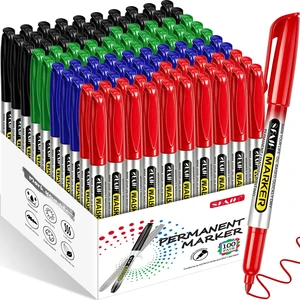 4 Colors Permanent Markers Bulk - 100 Pack, Black Green Blue Red 1s Quick Drying, Long-Lasting, Ideal for Office, School, Warehouse, Business, Logistics, Use on Paper Plastic Metal Cardboard 4 Colors Permanent Markers Bulk - 100 Pack, Black Green Blue Red 1s Quick Drying, Long-Lasting, Ideal for Office, School, Warehouse, Business, Logistics, Use on Paper Plastic Metal Cardboard