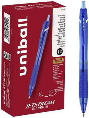 uniball Jetstream Elements Ballpoint Pens, Medium (1.0mm), Blue, 12 Pack Gel-smooth quick-drying hybrid ink, smudge-resistant for left-handed writers, contoured comfort grip, acid-free uniball Jetstream Elements Ballpoint Pens, Medium (1.0mm), Blue, 12 Pack Gel-smooth quick-drying hybrid ink, smudge-resistant for left-handed writers, contoured comfort grip, acid-free