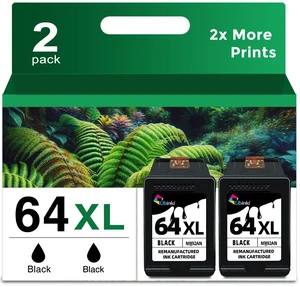 64XL Black Ink Cartridge Replacement for HP Ink 64 HP64 XL HP64XL BK 2-Pack work with Envy Photo 7855 7858 7800 7155 7100 7120 7158 7164 6255 6252 6232 Inspire 7900e 7955e 7200 7200e Tango X Printer 64XL Black Ink Cartridge Replacement for HP Ink 64 HP64 XL HP64XL BK 2-Pack work with Envy Photo 7855 7858 7800 7155 7100 7120 7158 7164 6255 6252 6232 Inspire 7900e 7955e 7200 7200e Tango X Printer