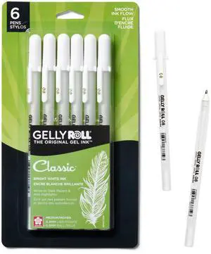 57488 Gelly Roll Classic 08, White Medium Gel Pens, 6 Piece Set 57488 Gelly Roll Classic 08, White Medium Gel Pens, 6 Piece Set
