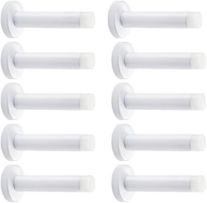 10Pcs Door Stop, 3.5 Inch Heavy Duty 304 Stainless Steel Door Stopper with Rubber Tips Bumper, Wall Mounted Door Holder Protection Sound Dampening, White 10Pcs Door Stop, 3.5 Inch Heavy Duty 304 Stainless Steel Door Stopper with Rubber Tips Bumper, Wall Mounted Door Holder Protection Sound Dampening, White