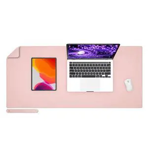 PU Leather Desk Pad Blotter,Light Pink Waterproof Office Desktop Mat for Women,36x17in Non-Slip Large Mouse Pad Writing Protector PU Leather Desk Pad Blotter,Light Pink Waterproof Office Desktop Mat for Women,36x17in Non-Slip Large Mouse Pad Writing Protector