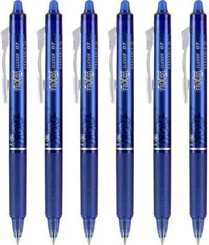 FriXion Clicker Erasable Gel Pens, Fine Point (0.7mm), Blue Ink, 6-Pack - Refillable, Smooth Writing Pens for School, Journaling, and Office Use FriXion Clicker Erasable Gel Pens, Fine Point (0.7mm), Blue Ink, 6-Pack - Refillable, Smooth Writing Pens for School, Journaling, and Office Use