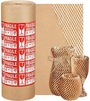 Honeycomb Packing Paper, 15" x 328' Bubble Wrap Roll for Packing Eco-Friendly Honeycomb Packing Paper, Durable Cushioning For Shipping&Moving, W/ 20 Fragile Sticker Labels For Fragile Goods Honeycomb Packing Paper, 15" x 328' Bubble Wrap Roll for Packing Eco-Friendly Honeycomb Packing Paper, Durable Cushioning For Shipping&Moving, W/ 20 Fragile Sticker Labels For Fragile Goods