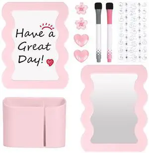 Locker Accessories Kit for Girls - Includes Magnetic Mirror, Whiteboard, Pen Holder, Magnets and Stickers, Pink Locker Decor & Organizer Set, Back to School Supplies, Basic Set 10 Piece Locker Accessories Kit for Girls - Includes Magnetic Mirror, Whiteboard, Pen Holder, Magnets and Stickers, Pink Locker Decor & Organizer Set, Back to School Supplies, Basic Set 10 Piece