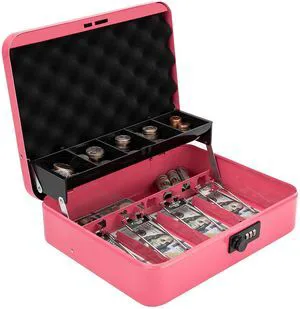 Cash Box with Combination Lock & Foam Auto-Pop Coin Tray Secure Steel Money Box with 4 Upgraded Finger-Safe Bill Clips, Premium Smooth Scratch-Resistant Coating, 11.8", Combo Hot Pink Cash Box with Combination Lock & Foam Auto-Pop Coin Tray Secure Steel Money Box with 4 Upgraded Finger-Safe Bill Clips, Premium Smooth Scratch-Resistant Coating, 11.8", Combo Hot Pink