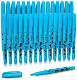 Highlighters, 30 Pack Blue HighlighterPens Bright Colors, Chisel Tip Dry-Quickly Non-Toxic Highlighter Markers for Adults Teachers Students Highlighting in the Home School Office Highlighters, 30 Pack Blue HighlighterPens Bright Colors, Chisel Tip Dry-Quickly Non-Toxic Highlighter Markers for Adults Teachers Students Highlighting in the Home School Office