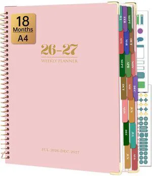 Planner 2026-2027 Weekly and Monthly 8.5"x11" Hardcover Planner Large Yearly Planner from Jul 2026 - Dec 2027 18 Months Calendar Planners for Women Men Daily Weekly Planning with Tabs,Pink Planner 2026-2027 Weekly and Monthly 8.5"x11" Hardcover Planner Large Yearly Planner from Jul 2026 - Dec 2027 18 Months Calendar Planners for Women Men Daily Weekly Planning with Tabs,Pink