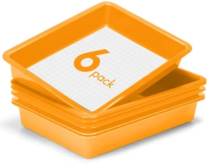 6 Pack Paper Trays for Classroom, Orange Plastic Book Bins with Colorful Labels, Stackable Letter Size Storage Tray, Desk Organizer Tray for Home, School and Office 6 Pack Paper Trays for Classroom, Orange Plastic Book Bins with Colorful Labels, Stackable Letter Size Storage Tray, Desk Organizer Tray for Home, School and Office