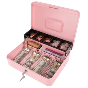 Cash Box with Money Tray and Key Lock, Money Box with Safe Locking, Money Lock Box for Cash Register 11.8"x9.45"x3.54" Pink XL Large Cash Box with Money Tray and Key Lock, Money Box with Safe Locking, Money Lock Box for Cash Register 11.8"x9.45"x3.54" Pink XL Large
