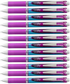 EnerGel Deluxe RTX Retractable Liquid Gel Pen, Medium Line, Needle Tip, Violet Ink, Box of 12 (BLN77-V) EnerGel Deluxe RTX Retractable Liquid Gel Pen, Medium Line, Needle Tip, Violet Ink, Box of 12 (BLN77-V)