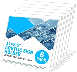 Acrylic Sign Holder 8.5 x 11 Horizontal 6 Pack Slant Back Acrylic Stands for Display Plexiglass Clear Acrylic Display Stands for Ad Frame, Picture Photo Frames, Promotions, Restaurants, Office Acrylic Sign Holder 8.5 x 11 Horizontal 6 Pack Slant Back Acrylic Stands for Display Plexiglass Clear Acrylic Display Stands for Ad Frame, Picture Photo Frames, Promotions, Restaurants, Office